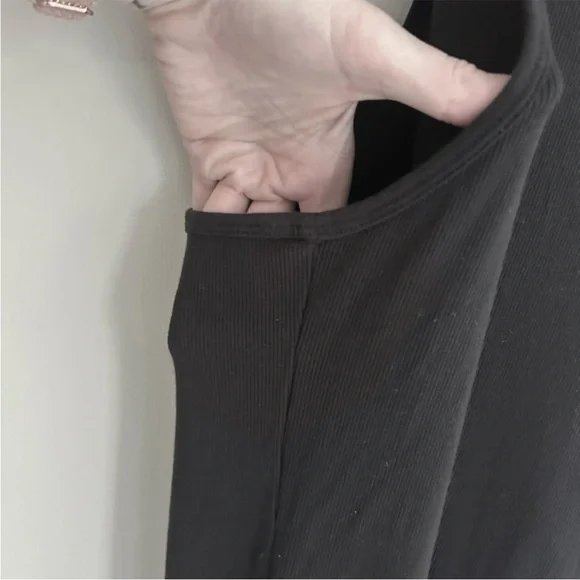 BABATON Black Ribbed Racerback Mini Dress Capsule Basic Travel Layering Size M - Picture 5 of 9